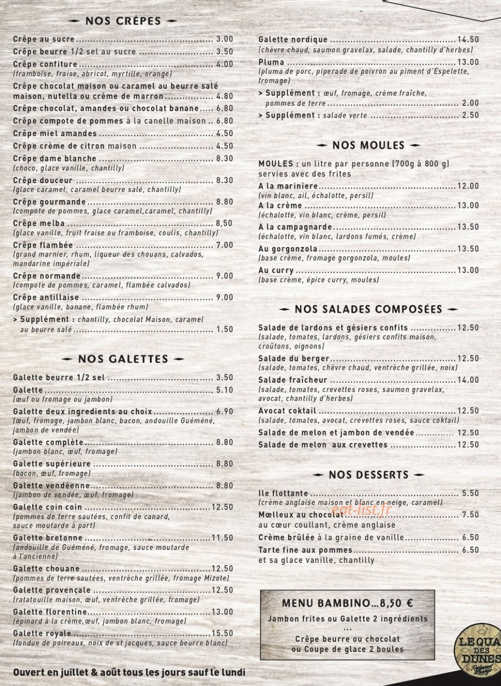 Le Quai des Dunes — carte page 1