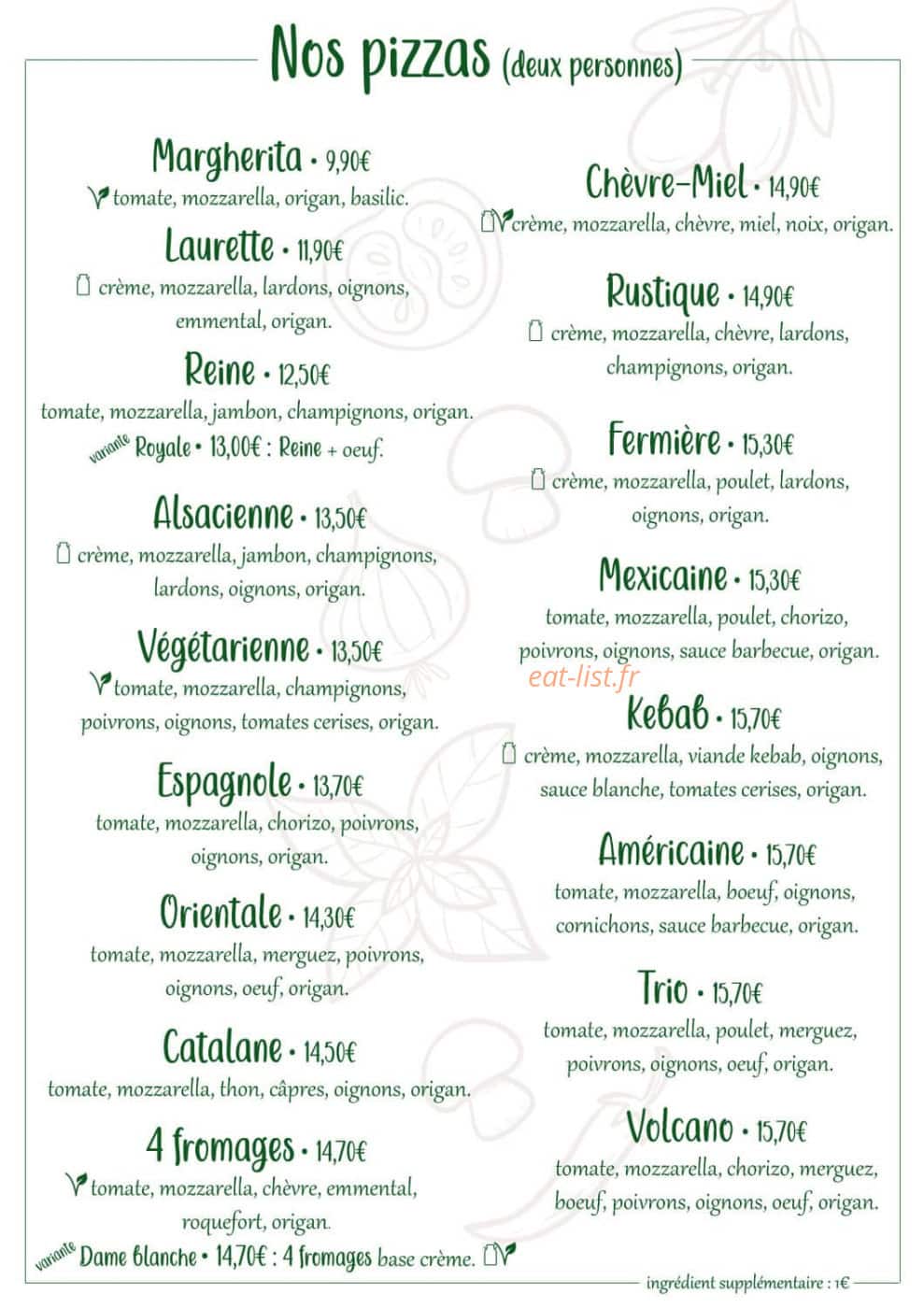 Pause Pizza — carte page 1