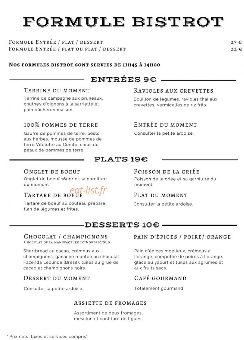 Restaurant du Golf — carte page 1