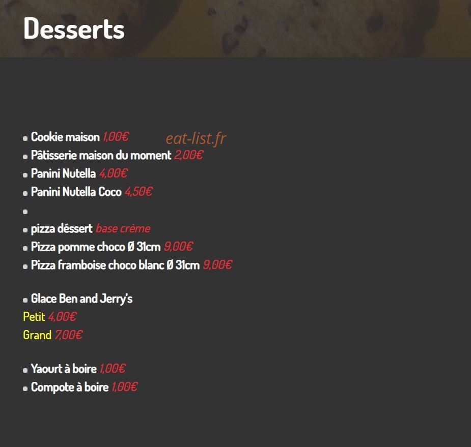 Dali Pizzas — carte page 7