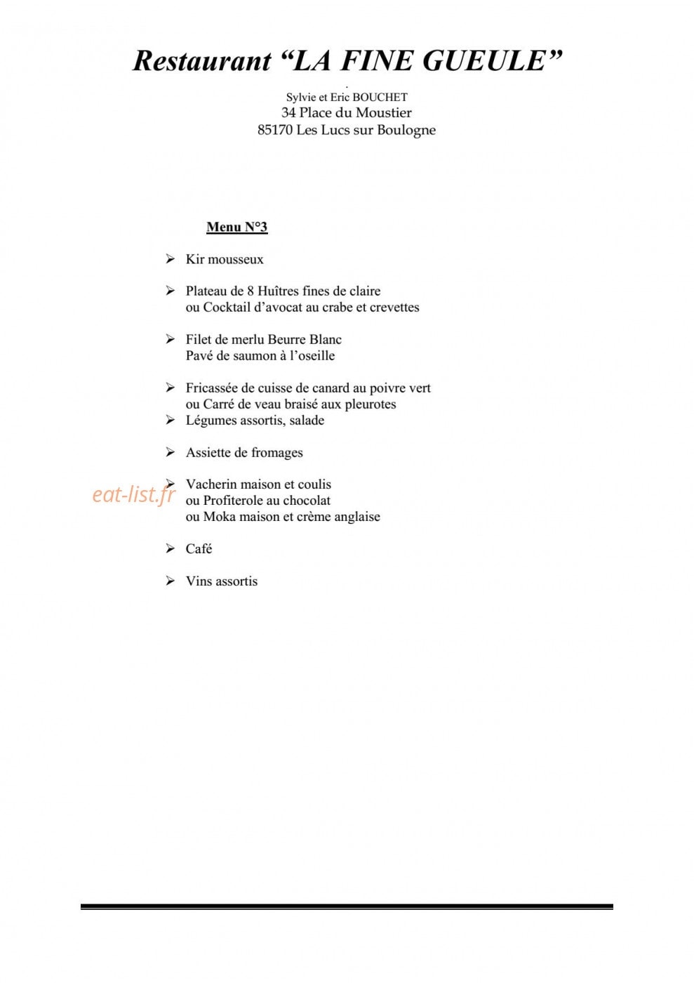 La Fine Gueule — carte page 3