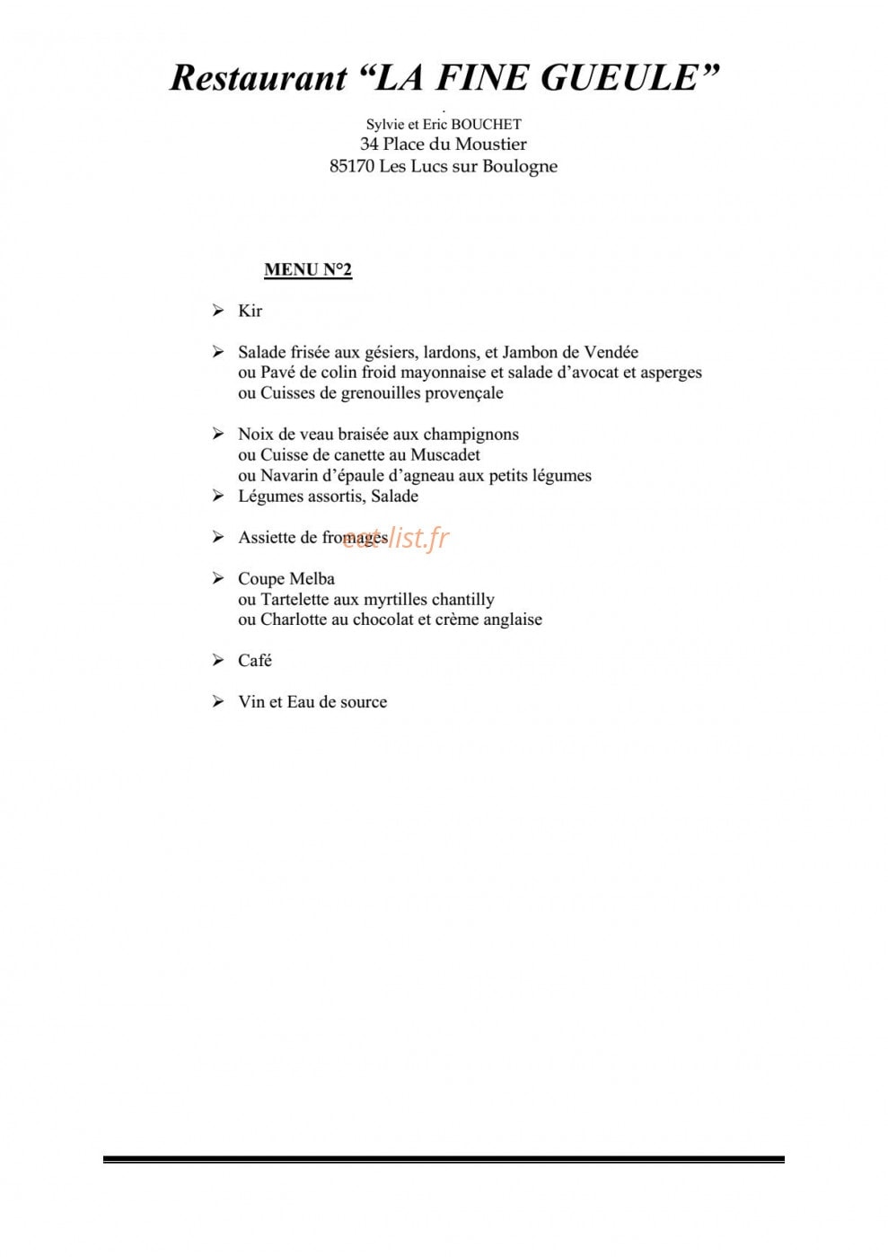 La Fine Gueule — carte page 2