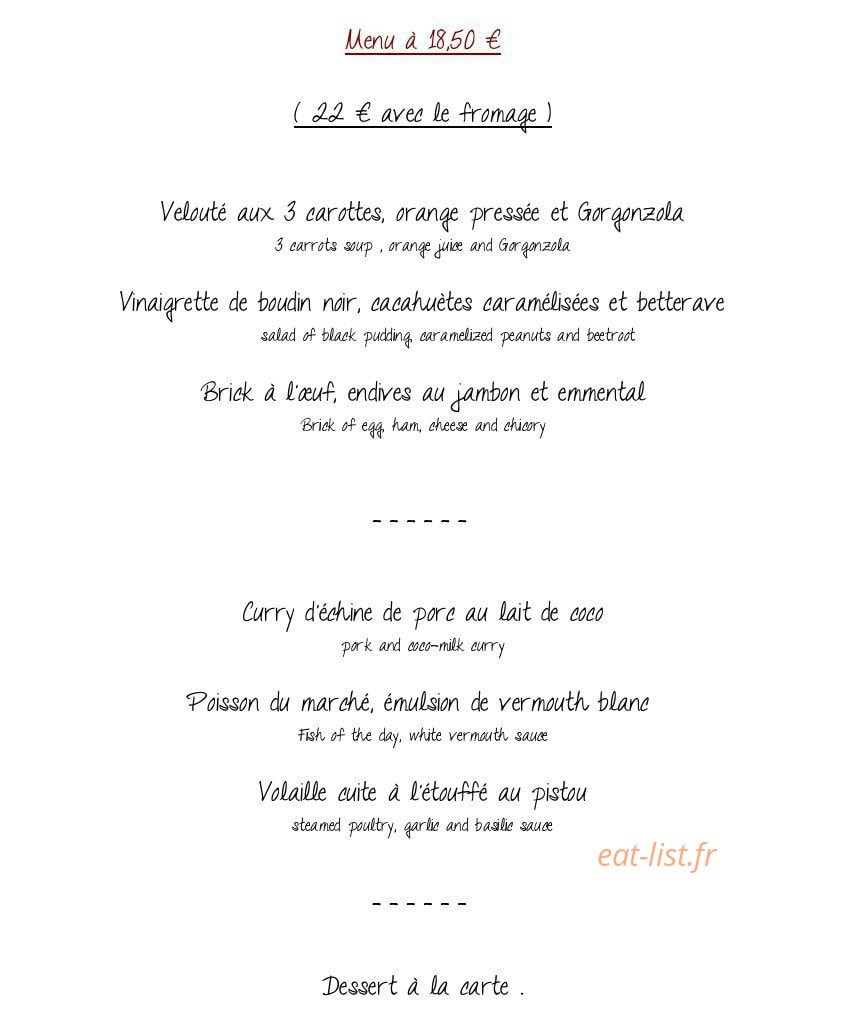 Restaurant Le café des Arts — carte page 2