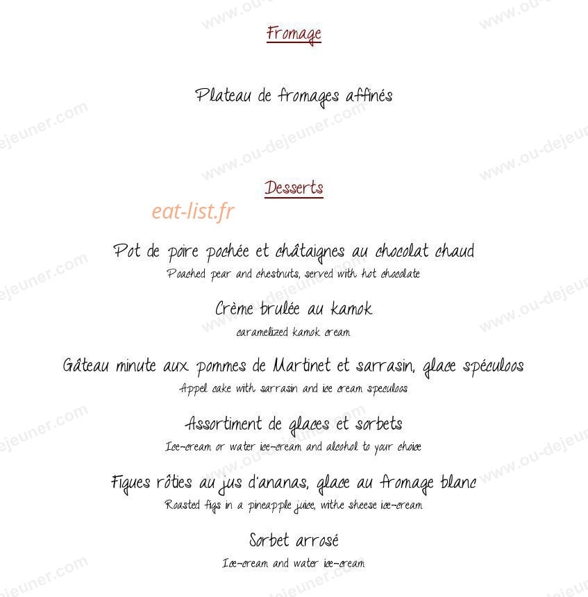 Restaurant Le café des Arts — carte page 4