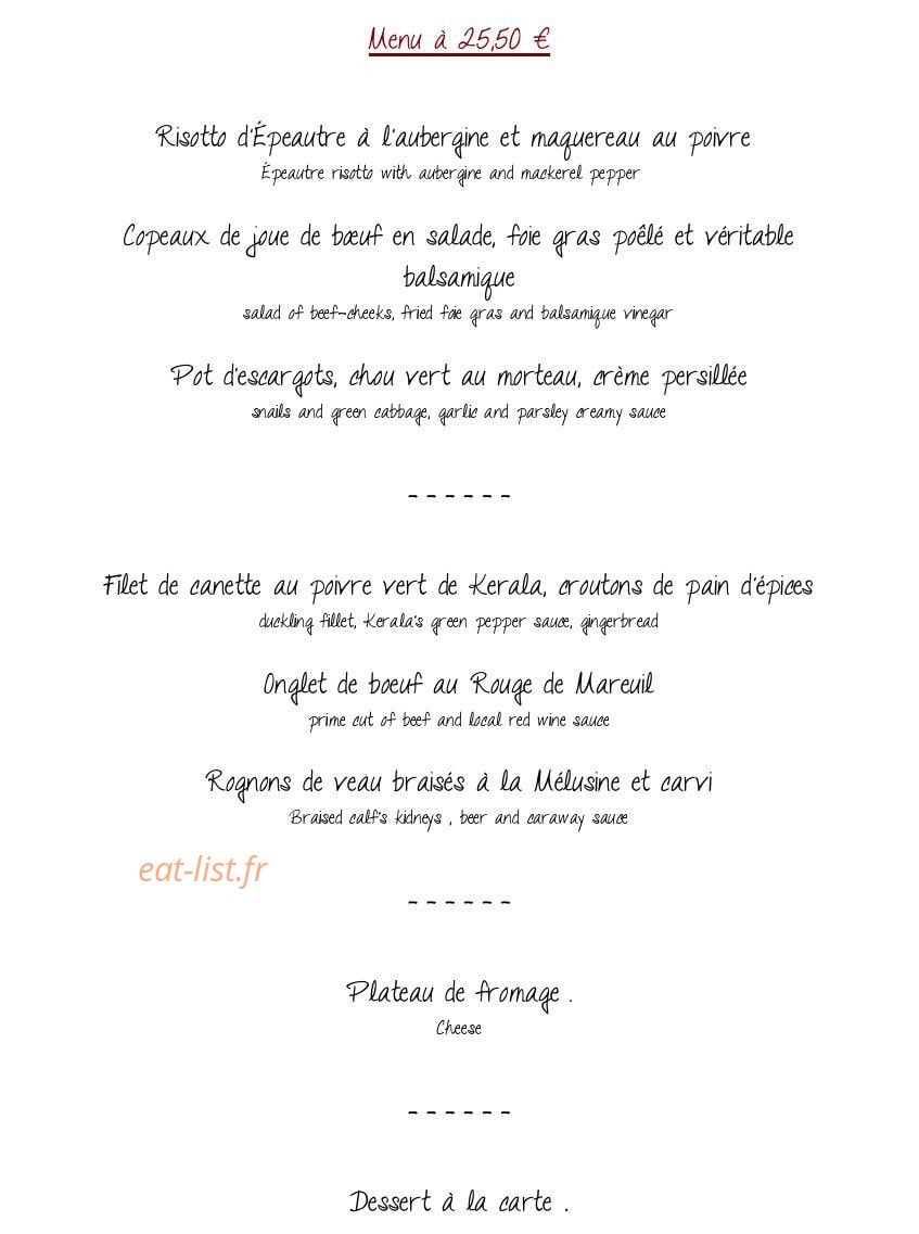 Restaurant Le café des Arts — carte page 3