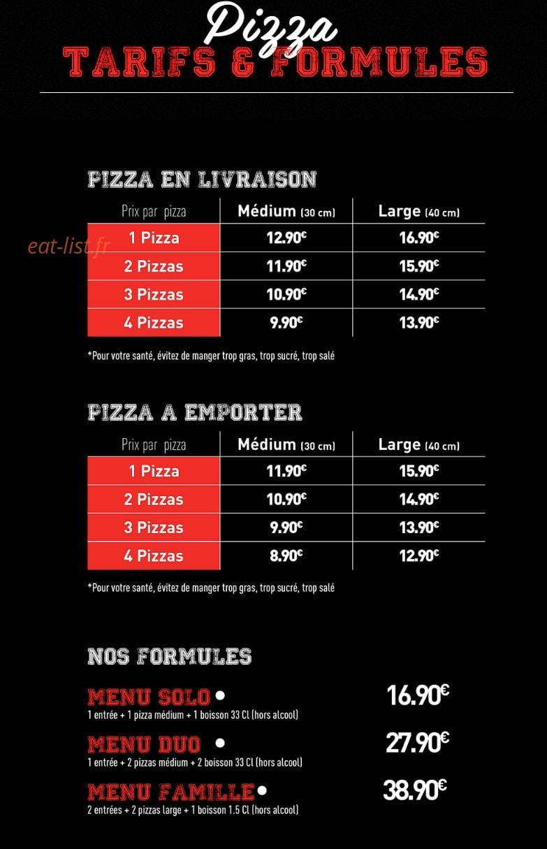 Chicago pizza — carte page 1