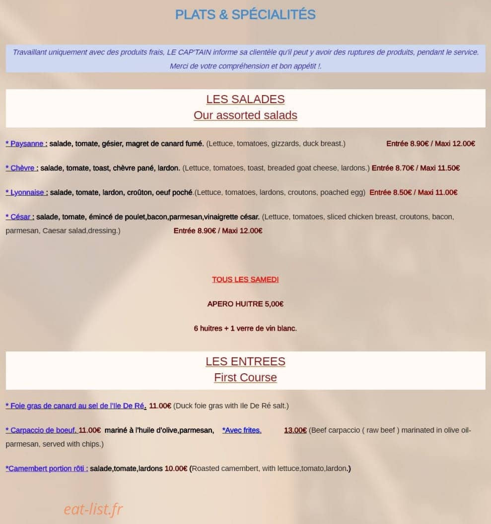 Le Cap'tain — carte page 1