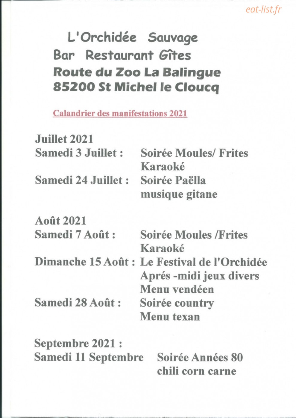 L'orchidee Sauvage — carte page 1