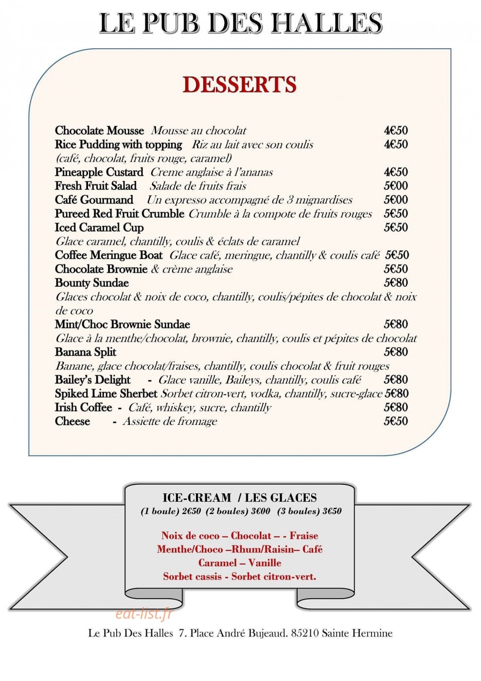 Le Pub Des Halles — carte page 4