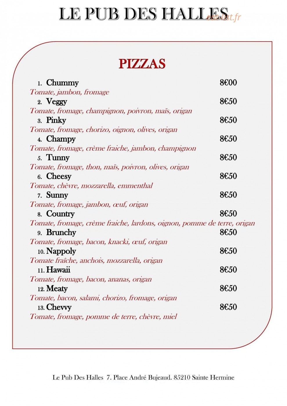Le Pub Des Halles — carte page 3