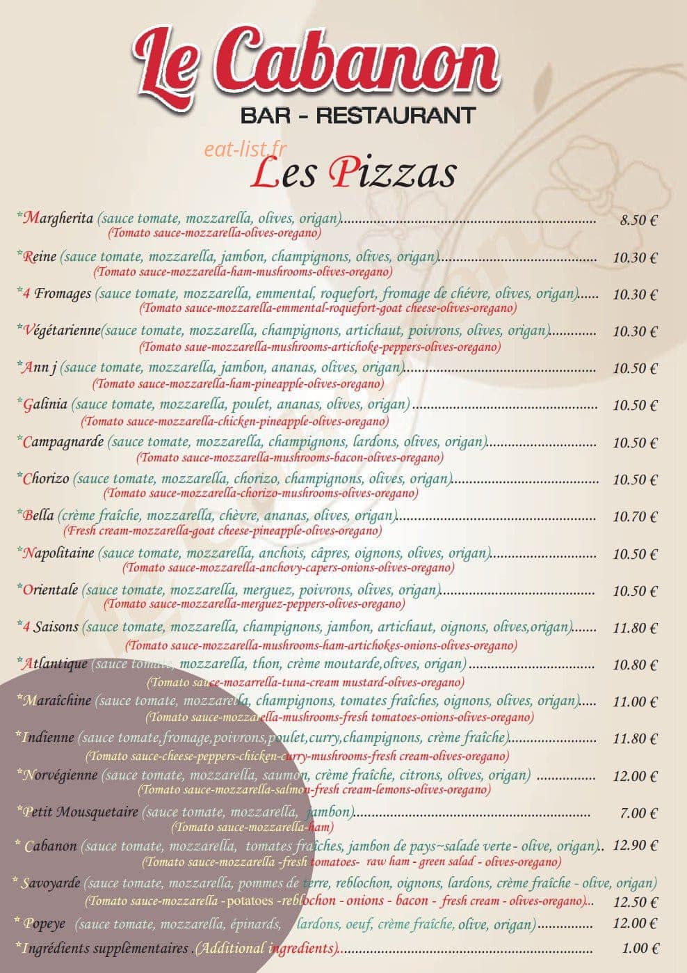 Le Cabanon — carte page 5