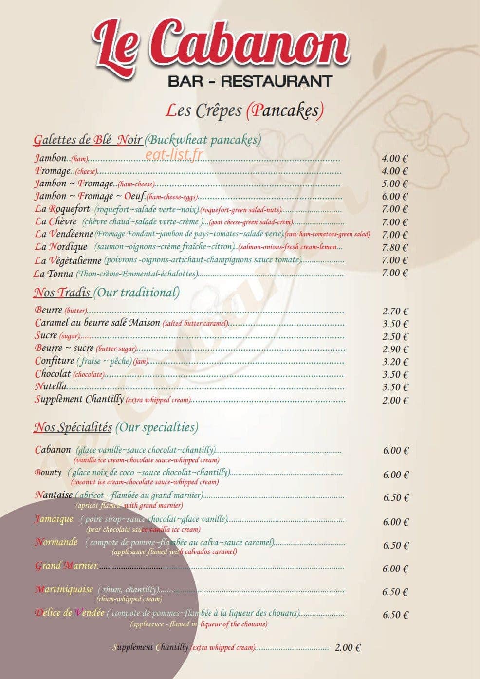 Le Cabanon — carte page 7
