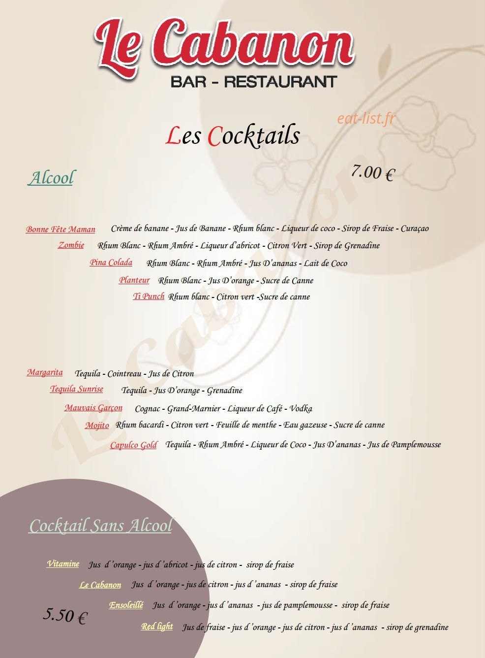Le Cabanon — carte page 9