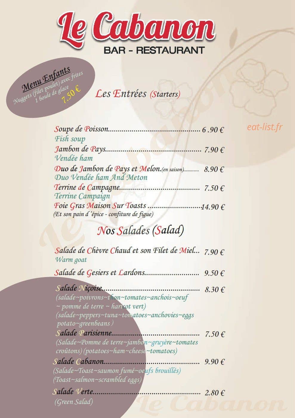 Le Cabanon — carte page 3