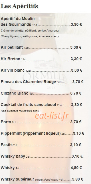 Le Moulin des Gourmands — carte page 28