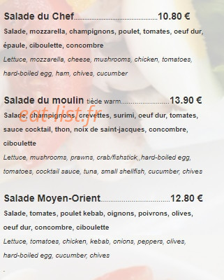 Le Moulin des Gourmands — carte page 10