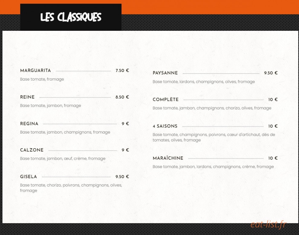 L'or en Pizza — carte page 1