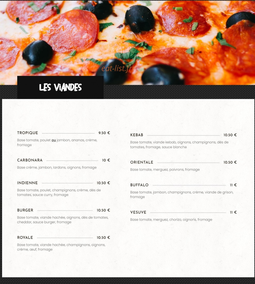 L'or en Pizza — carte page 2