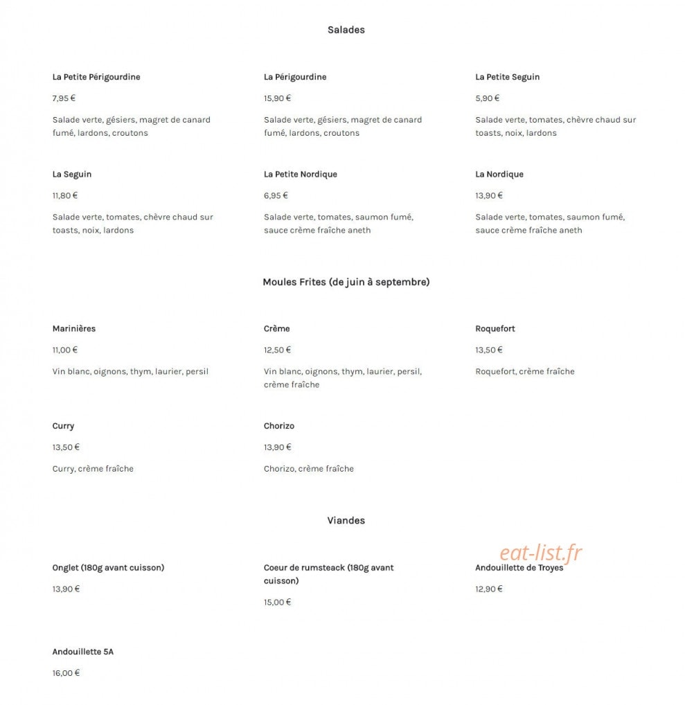 Chez Praline — carte page 2