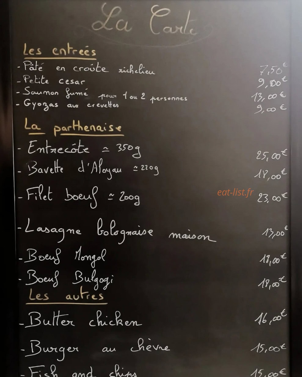 Auberge Sainte Catherine — carte page 1
