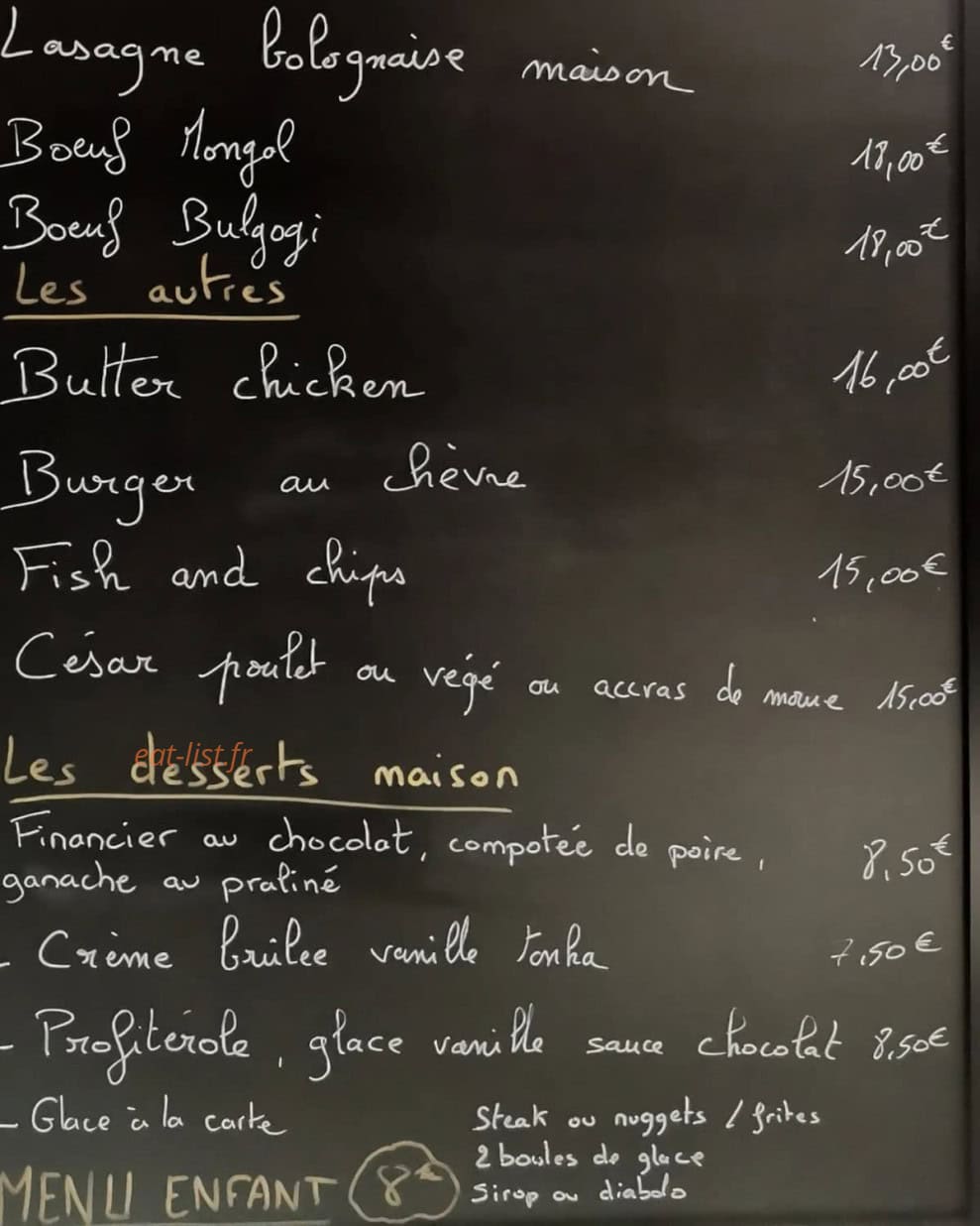 Auberge Sainte Catherine — carte page 2