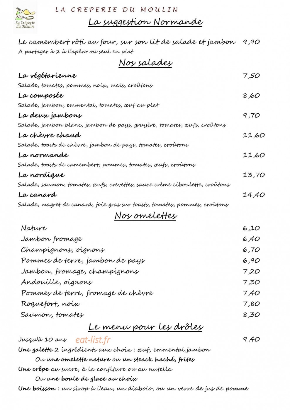 Crêperie du moulin — carte page 5