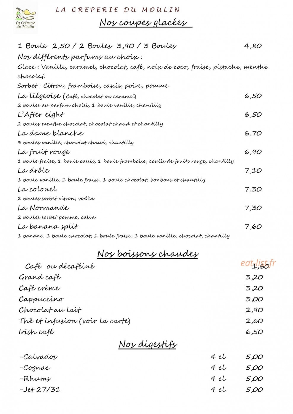 Crêperie du moulin — carte page 3