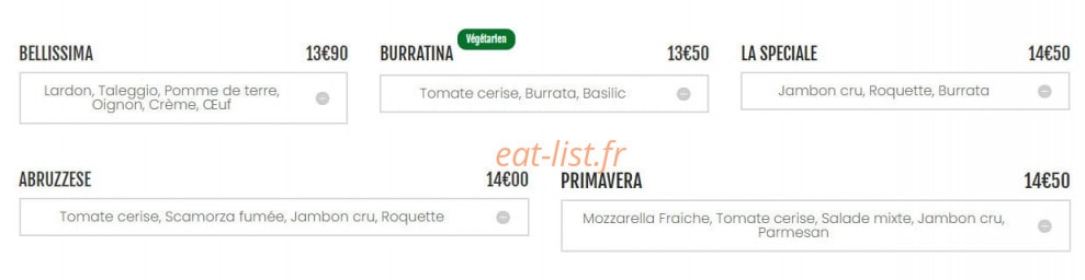 Carte et menu de Piccola Italia à Chavagnes en Paillers — Les pizzas base mozzarella
