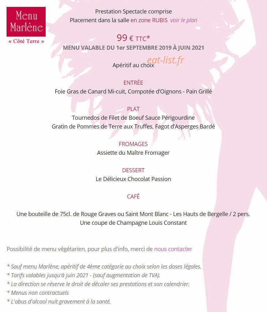 La Belle Entrée — carte page 1