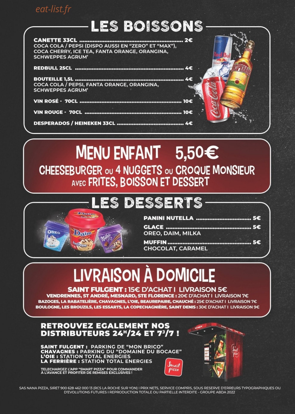 Nana Pizza — carte page 4
