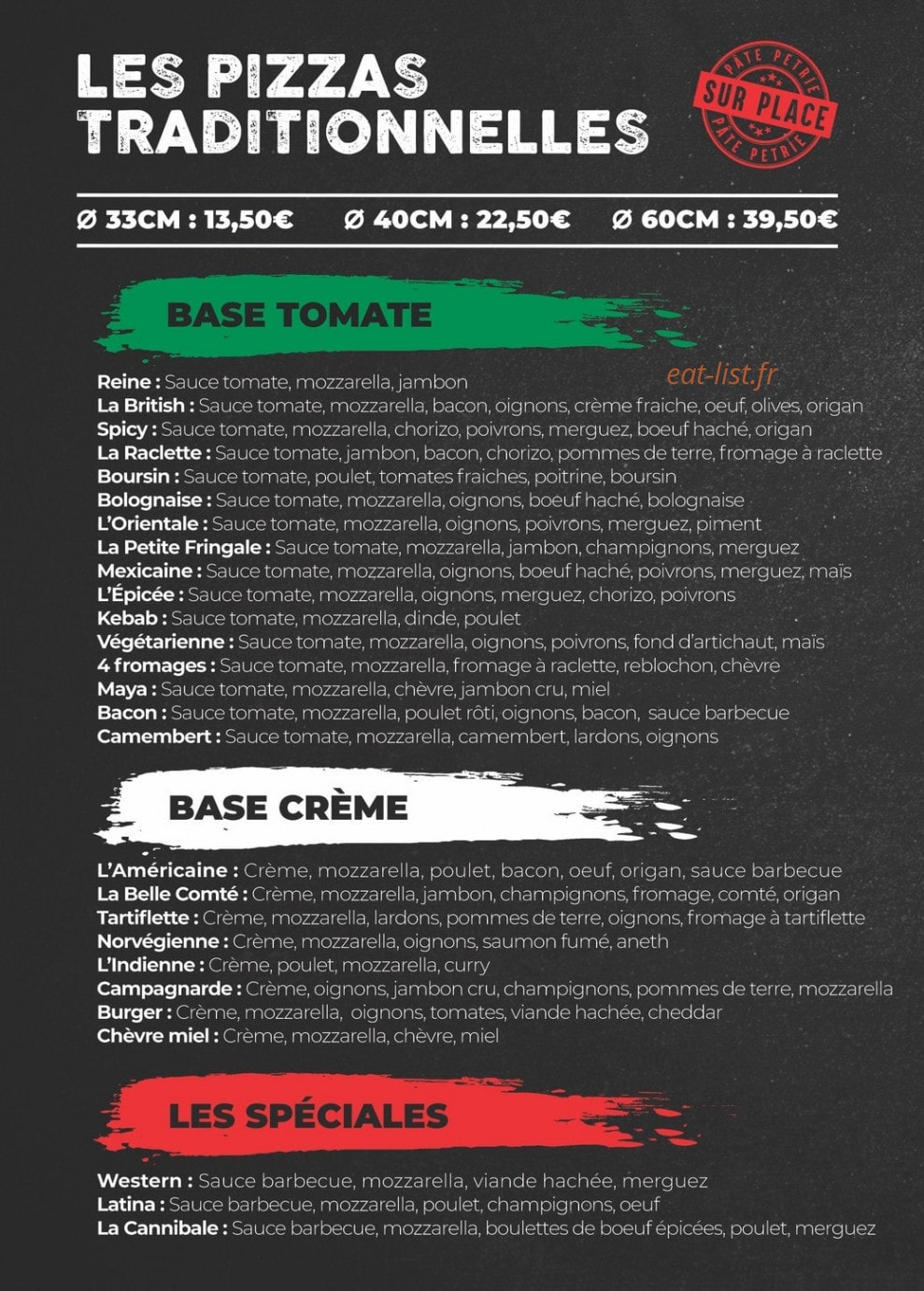 Nana Pizza — carte page 2