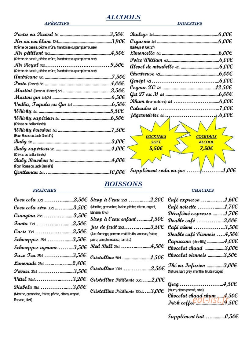 La Cabane à Sardines — carte page 4