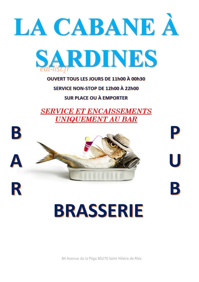 La Cabane à Sardines — carte page 1