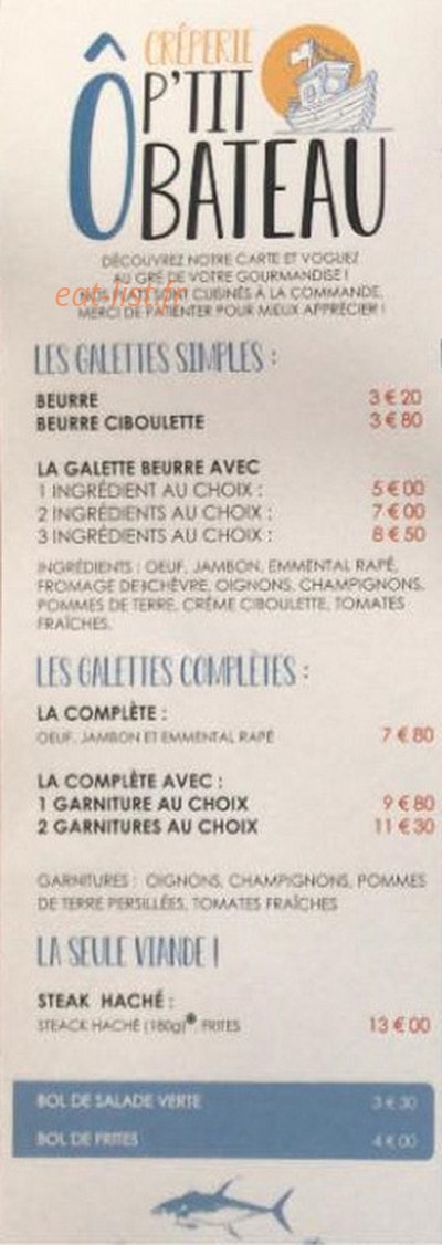 Ô P'tit Bateau — carte page 1