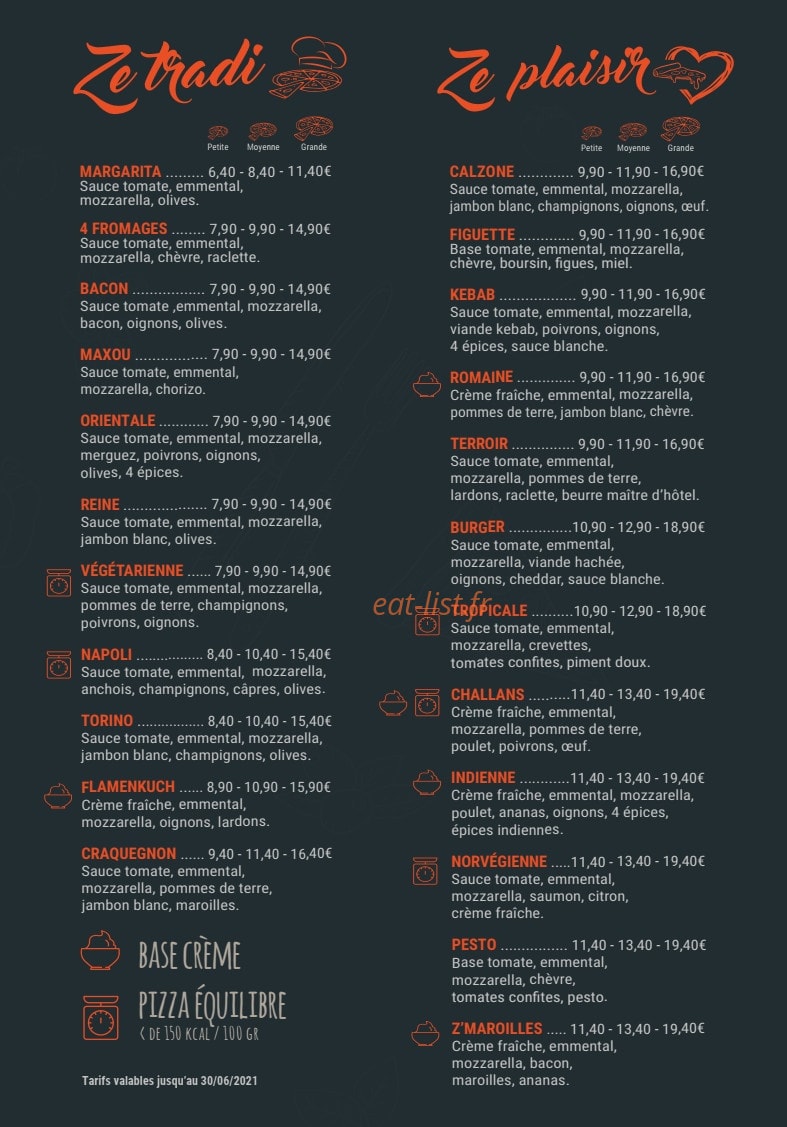 Ze Pizza — carte page 1