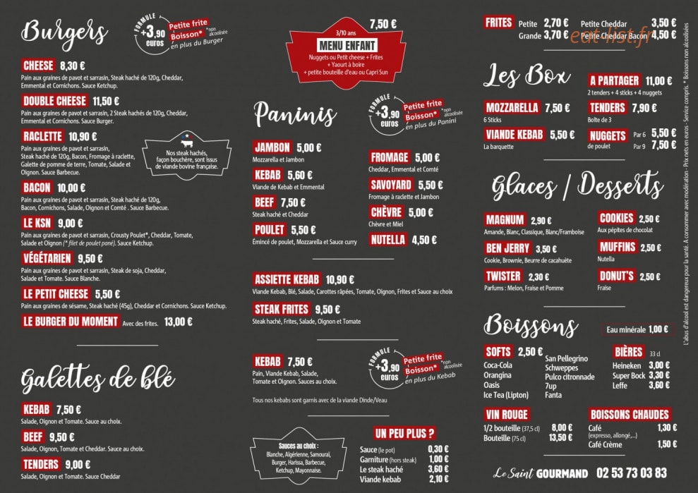 Le Saint Gourmand — carte page 2