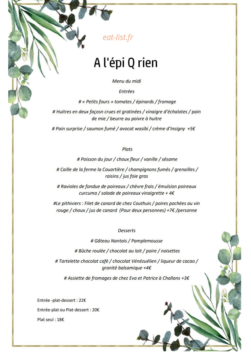 A l 'épi Q rien — carte page 1