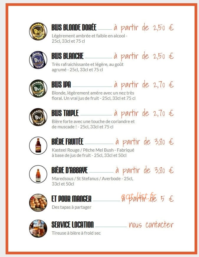 Beer Workshop — carte page 1