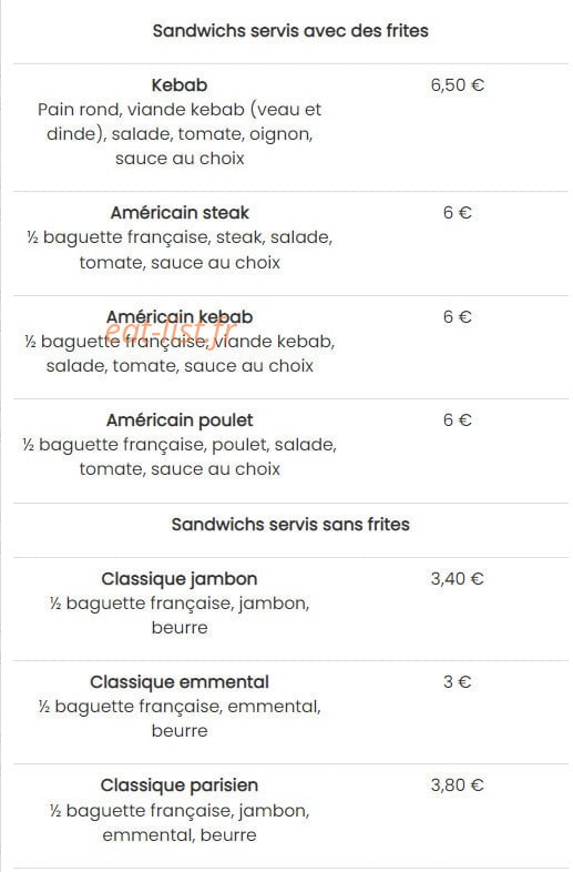 Eat Station — carte page 1