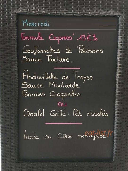 Mon Bistrot — carte page 1