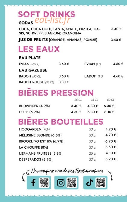 Twist Diner Café — carte page 15