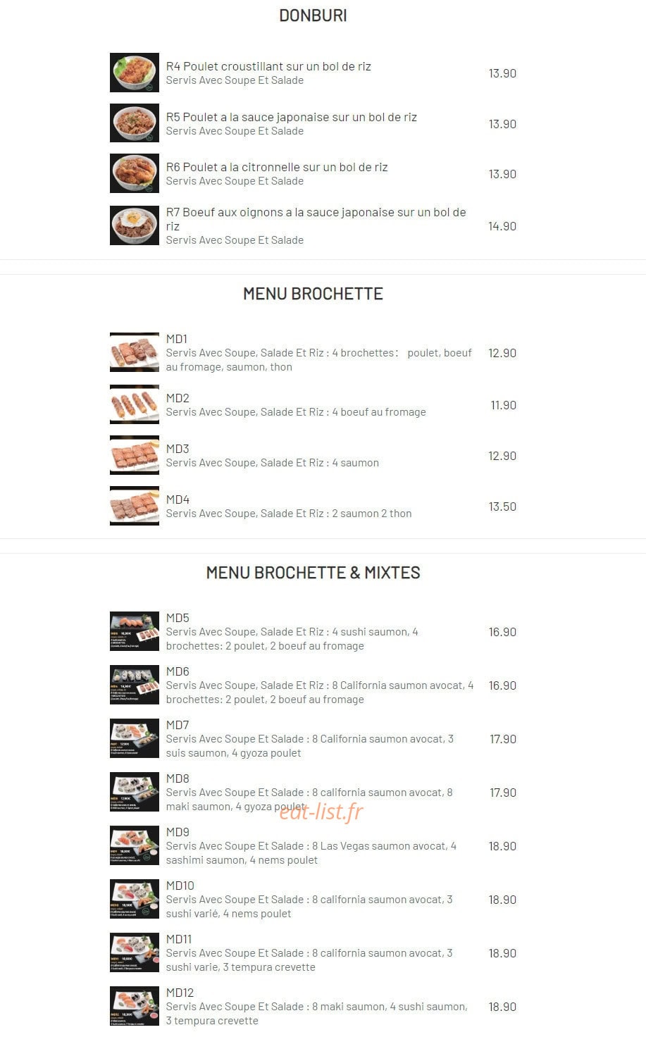 Yuki Sushi — carte page 3