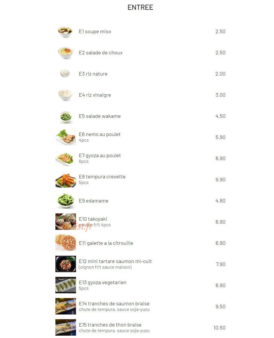 Yuki Sushi — carte page 1