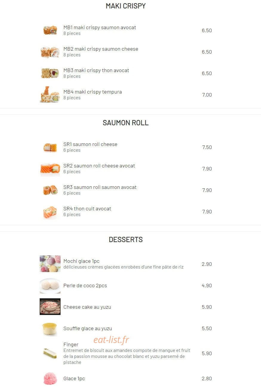 Yuki Sushi — carte page 9