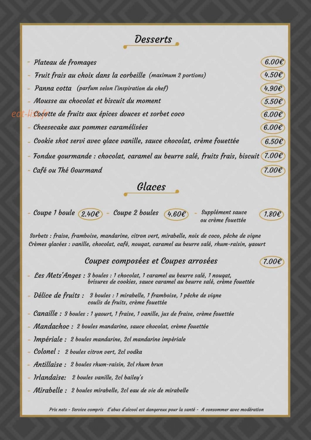 Les Mets' Anges — carte page 3