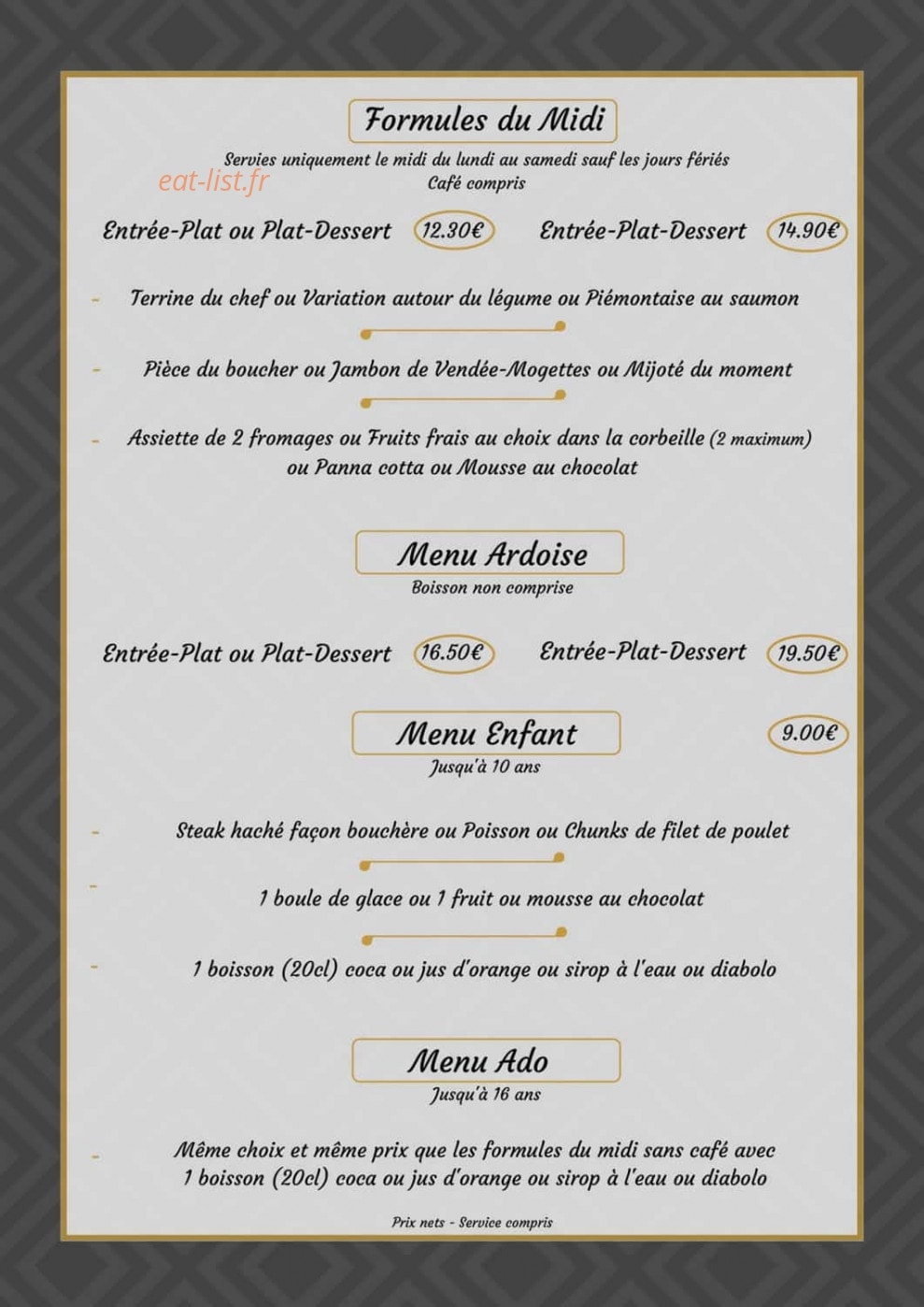 Les Mets' Anges — carte page 1
