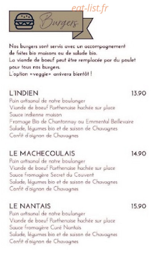 Les Burgers du Bocage — carte page 1
