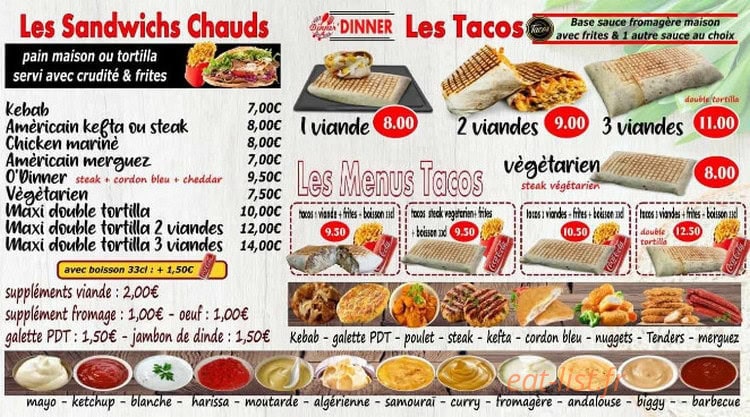 O'dinner — carte page 2