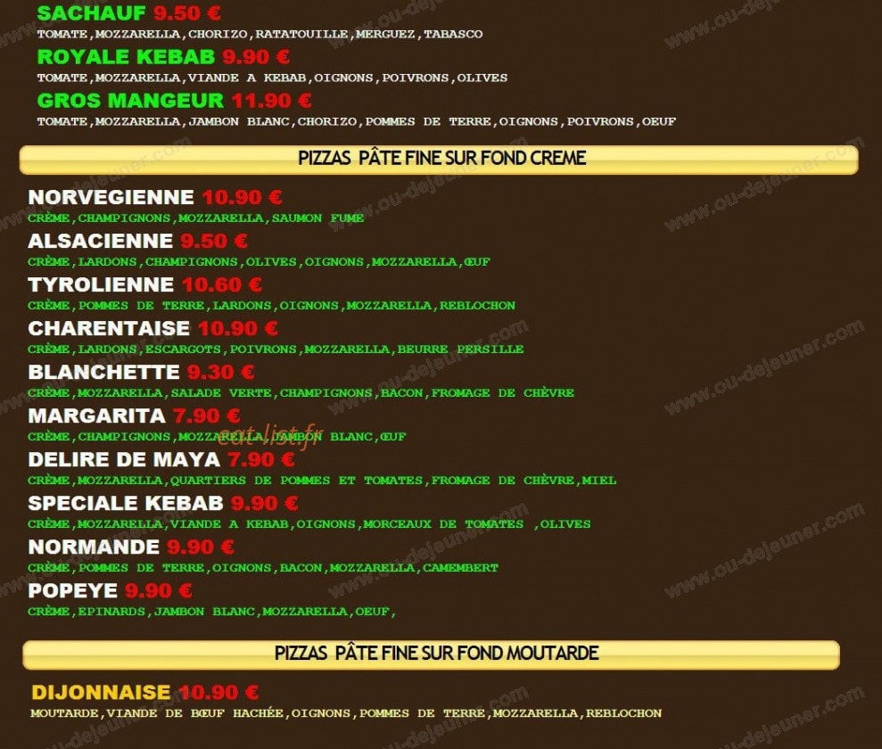 Carte et menu de Restaurant Le Viviera Pizzeria à Mareuil sur Lay Dissais — Les autres pizzas