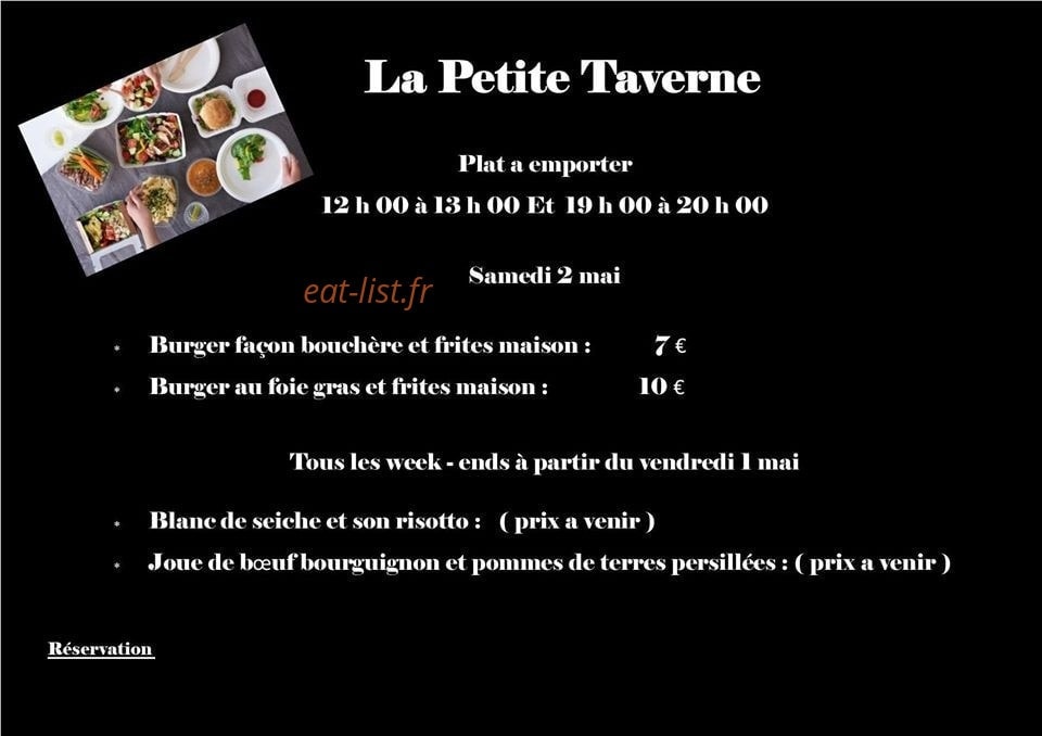 La Petite Taverne — carte page 1